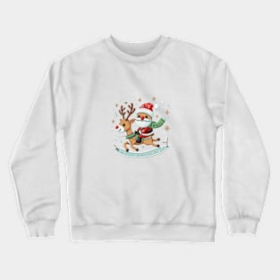 Christmas Santa Reindeer embroidery style 05 Crewneck Sweatshirt